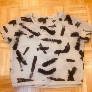 Forever 21 Black and White Blouse Size Medium